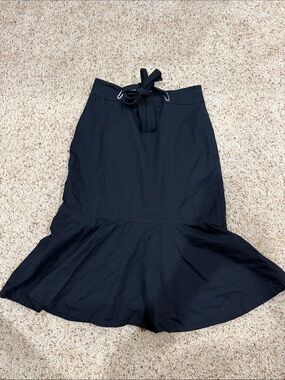 Ann Taylor Black Sz 2 Flounce Skirt with Waist Tie GUC BA23